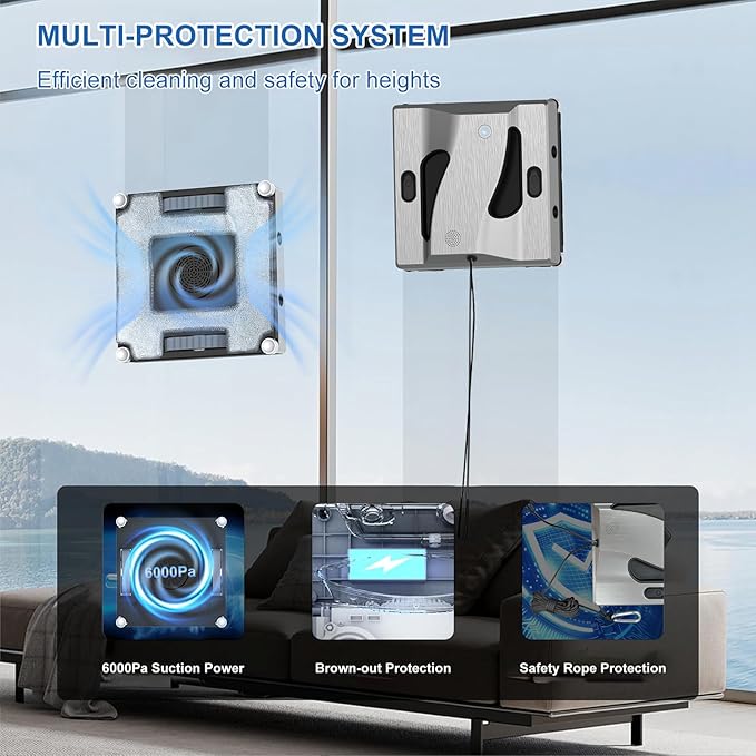 RSSIDOL Window Cleaning Robot 6000Pa Suction Power Window Cleaner Robot - Image 2