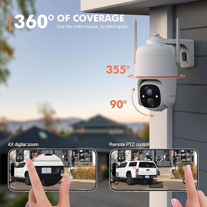Dzees Solar Security Cameras Wireless Outdoor, 2K Battery Powered Security - Image 5