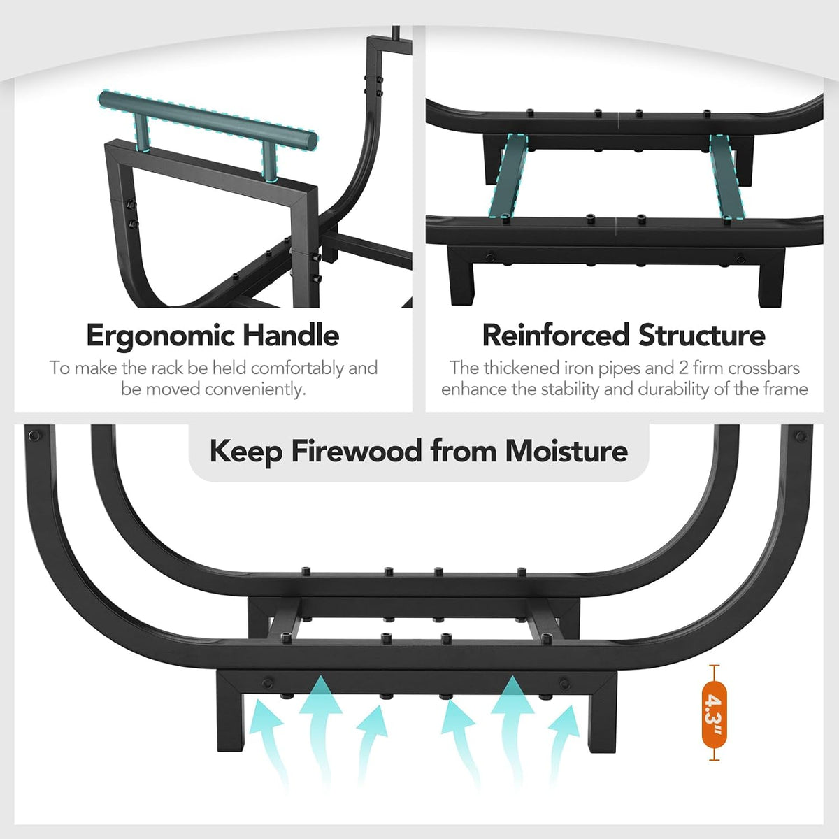 30” outdoor firewood rack with carrier bag &, package contents