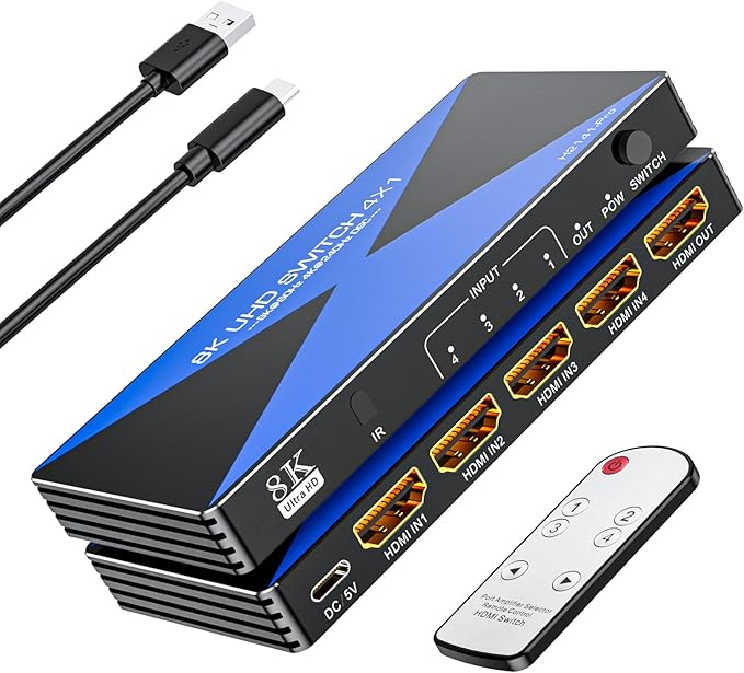 ALYYDBG 8k@60Hz HDMI Switch 4 in 1 Out Supports 4K@120Hz Dynamic HDR10+ HDCP by ALYYDBG