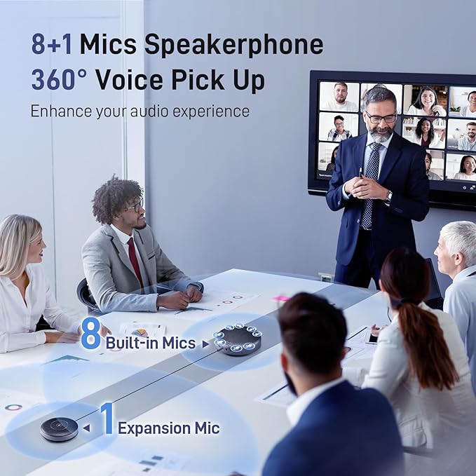 EMEET Conference Speaker and Microphone w/8+1 Mics, 360° Voice Pickup, Noise - Image 2