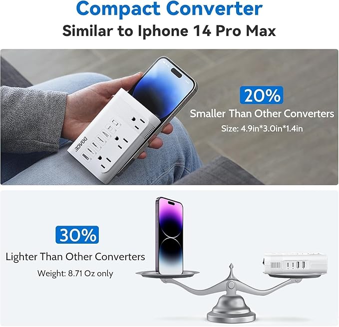 DOACE 220V to 110V Converter for European Travel - 350W 7 in 1 Voltage - Image 5