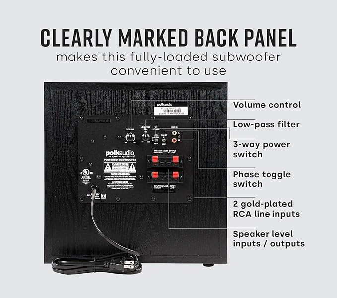 Polk Audio PSW10 10" Powered Subwoofer Home Audio – Power Port Tech, Big Bass - Image 5