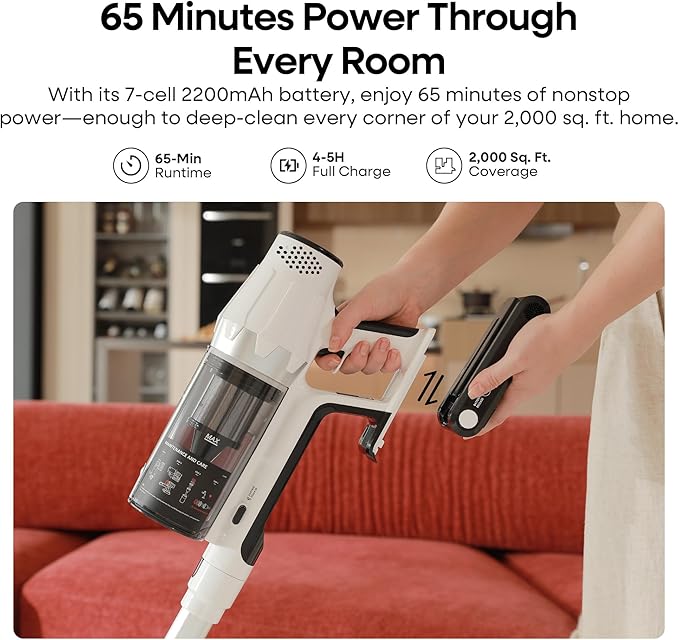 ElecKeys Cordless Vacuum Cleaner, 580W 48KPA 65Mins Vacuum Cleaners - Image 3