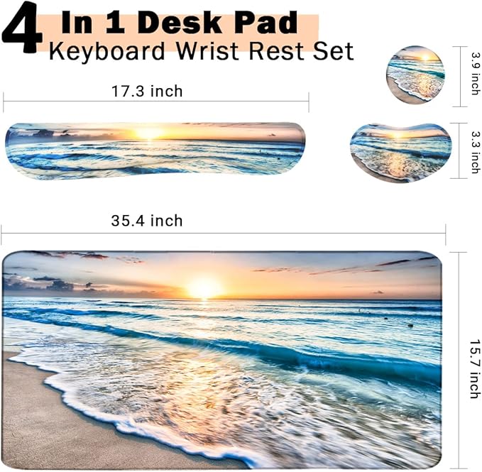 4-in-1 Large Gaming Mouse Pad, Keyboard Wrist Rest Pad & Wrist Support Mousepad - Image 2