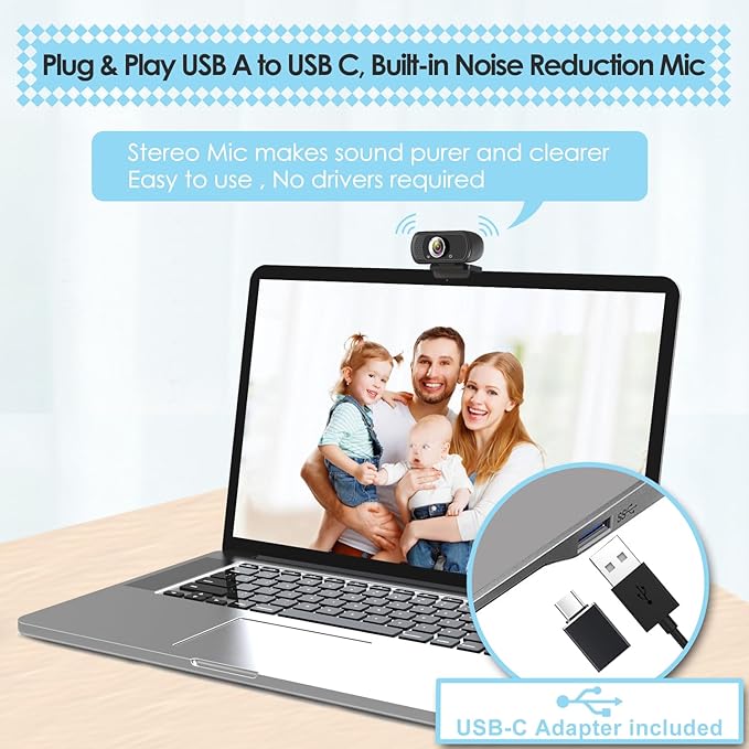 USB C Webcam for Switch 2 / PC: 1080P HD Web Cam - Image 4