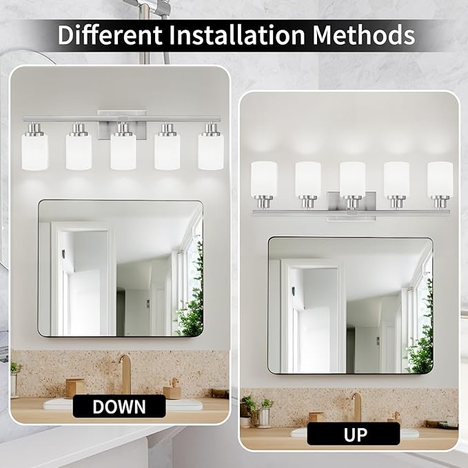 DIKAIDA 5-Light Bathroom Light Fixtures, Modern Bathroom Wall Lights Over Mirror - Image 5