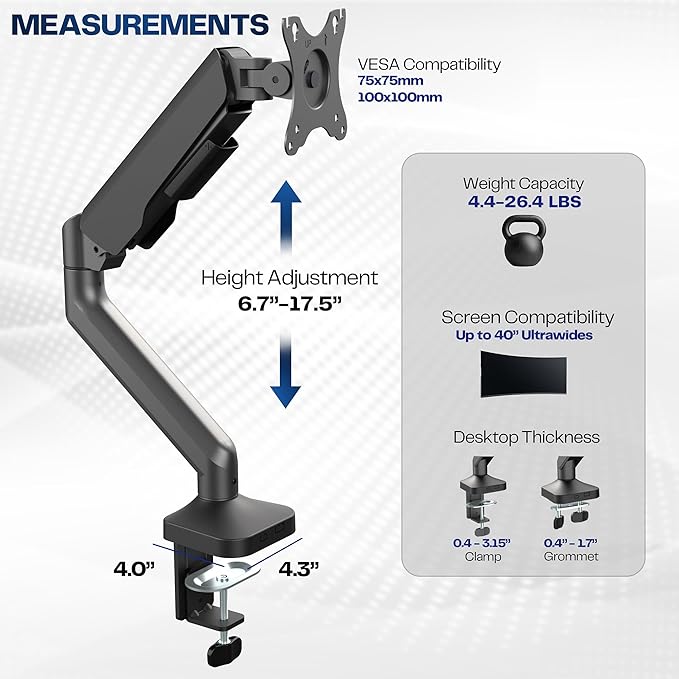 VIVO Heavy Duty Ultrawide Monitor Tension Arm - Image 5