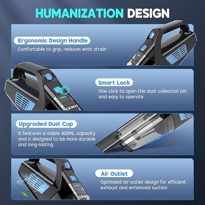 CKIKH Handheld Vacuum Cordless, 15000PA Strong Suction Hand Held Car Vacuum - Image 5