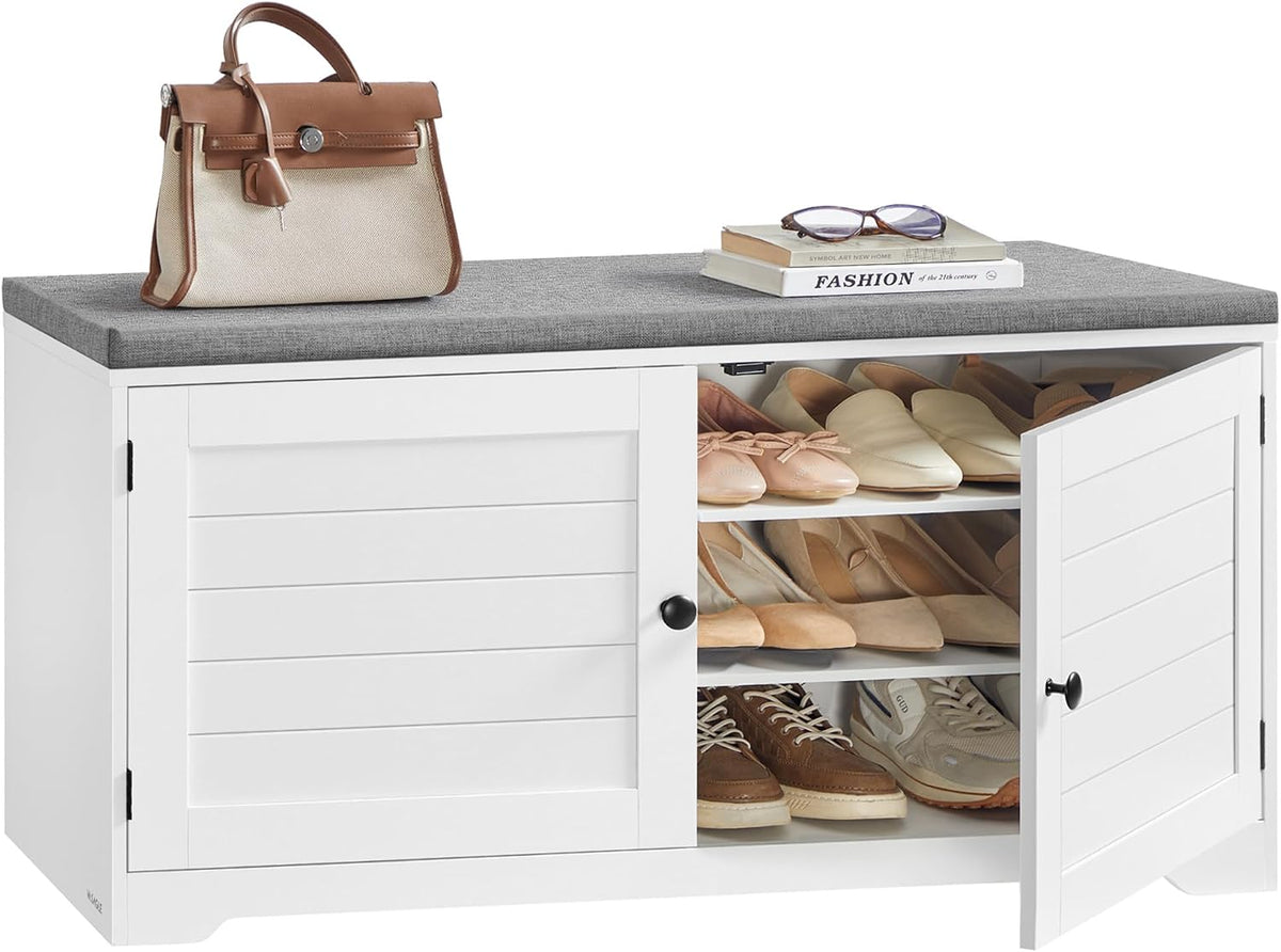 vasagle 3-tier shoe storage bench with cushion, 14, main product view
