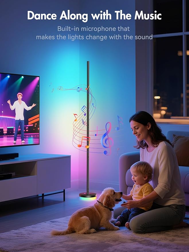 OIYN Corner Floor Lamp, RGBICW LED Corner Lamp - Image 5