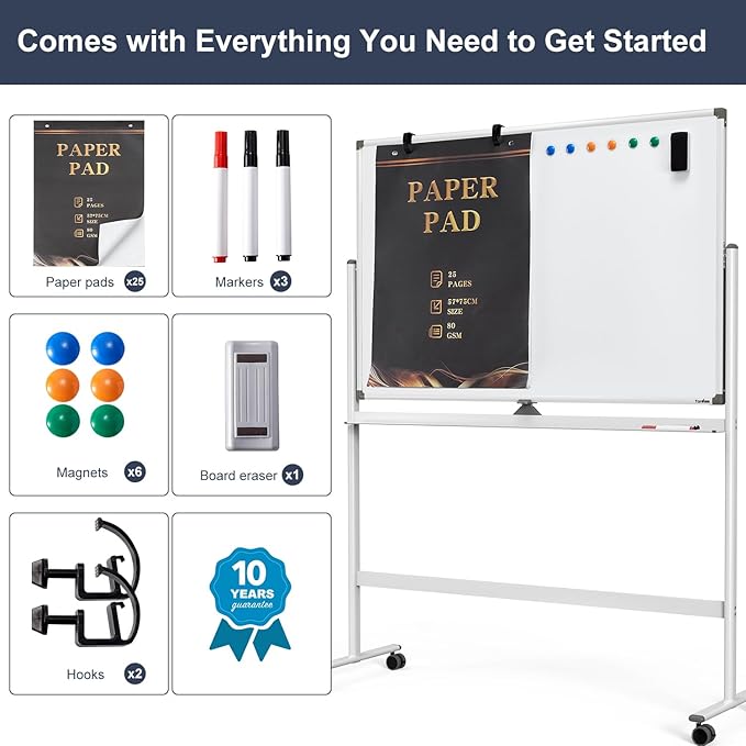 Dry Erase Whiteboard Easel on Wheels - Image 6