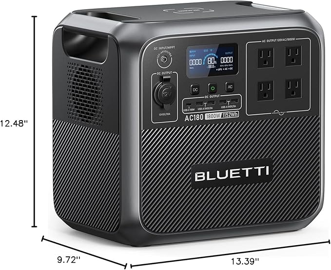 BLUETTI Portable Power Station AC180, 1152Wh LiFePO4 Battery Backup w/ 2 1800W - Image 8