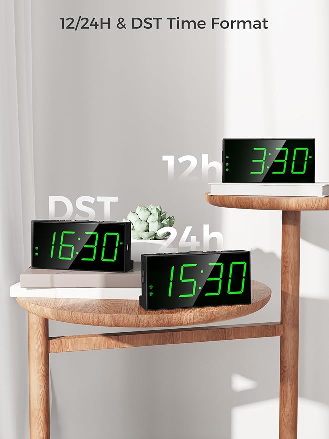 PPLEE Digital Alarm Clock for Bedroom, 2 Alarms Large Big Numbers Display - Image 8