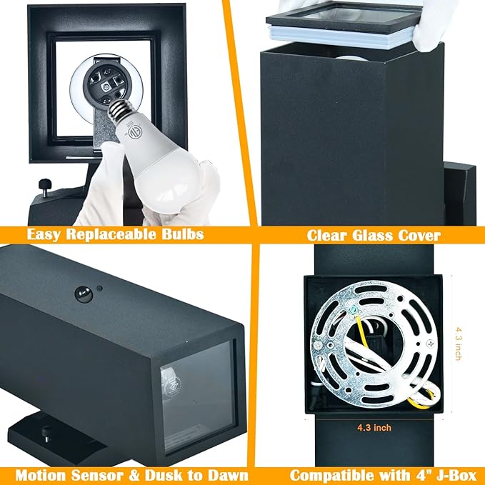 rosykite Motion Sensor Outdoor Wall Lights, Dusk to Dawn Exterior Wall Mount - Image 7