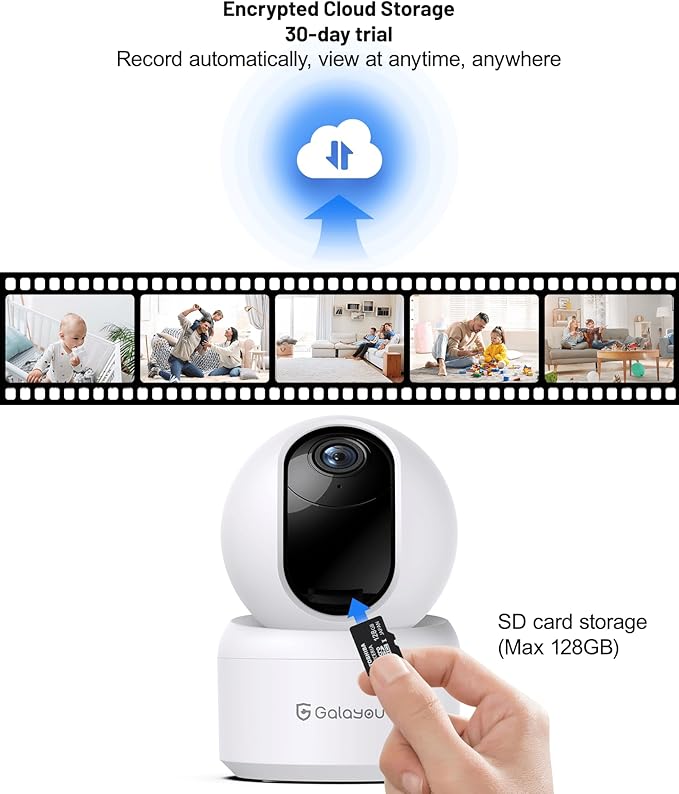 GALAYOU Indoor Security Camera 2K, Pet Camera, 360 Degree 2.4G WiFi Home - Image 6