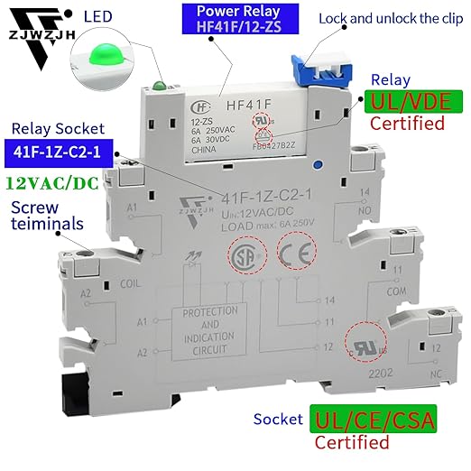 20Pcs 12V Electromechanical Power Relays 12V Relay Din Rail 5 Pin 6Amp SPDT - Image 5
