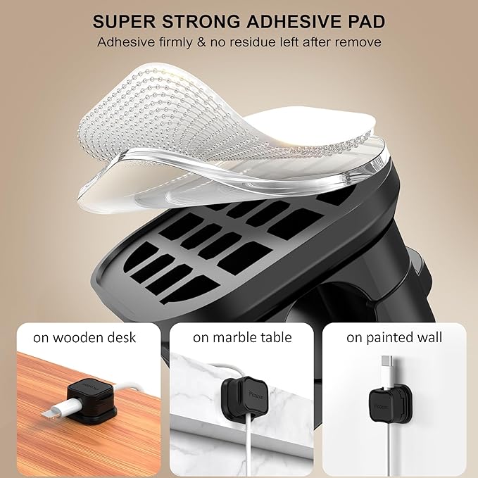 6 Pack Magnetic Cable Clip Organizer Cord Holder, Picozon Adhesive Cable - Image 6