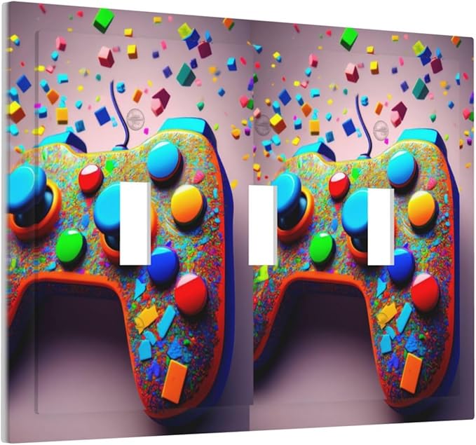 Bvtewkhz Videos Game Controller 3 Gang Triple Toggle Decorative Light Switch - Image 2