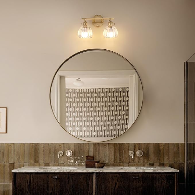 Shenmoyl Battery Operated Bathroom Light Fixtures, 2-Light Brass Vanity Wall - Image 8