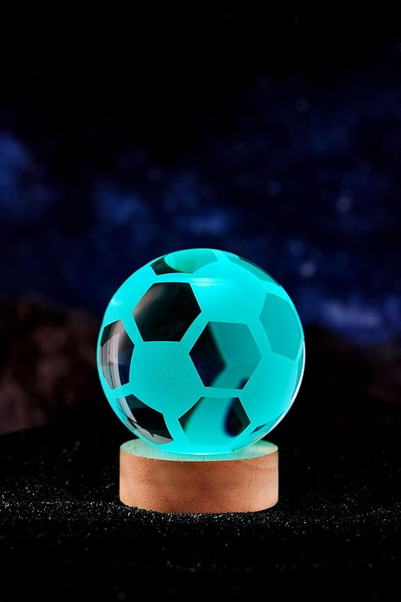 3D Soccer Crystal Ball Lamp, 3.15 inch Lifelike Ball Night Light, 16 Colors - Image 8