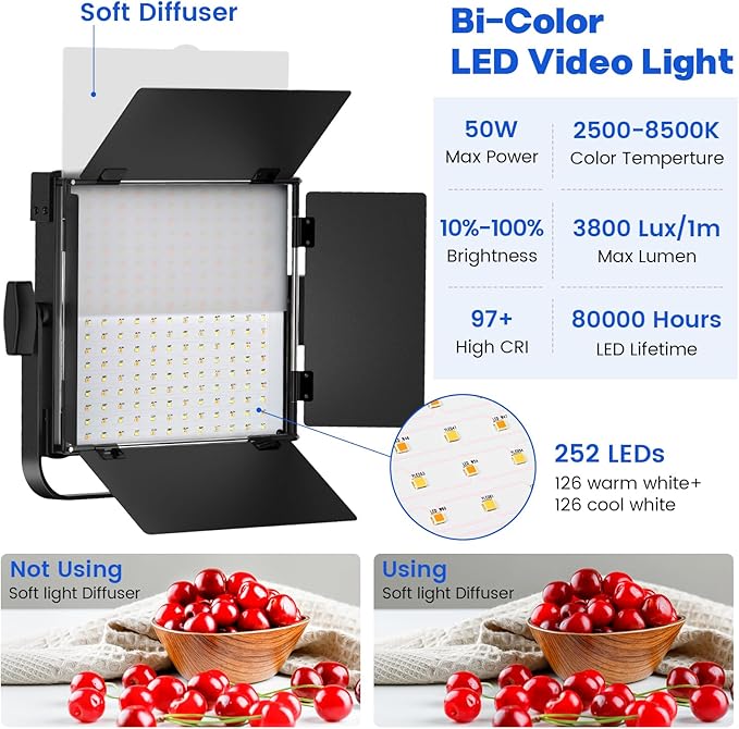 Photography Video Lighting Kit, Upgraded Bi-Color LED Video Studio Lights - Image 2