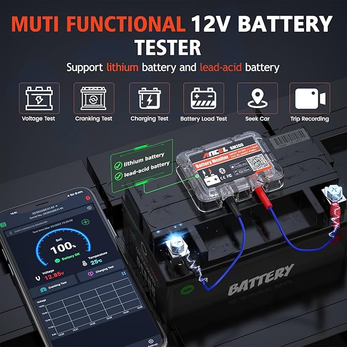 ANCEL BM200-US Car Battery Tester 12V Automotive Battery Monitor Bluetooth Auto - Image 3