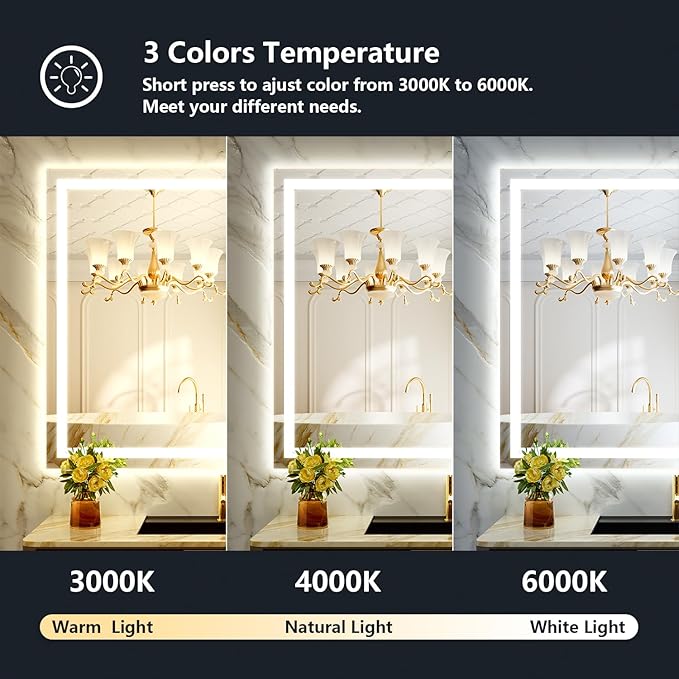 YEELAIT 50x36 Inch LED Bathroom Mirror - Image 4