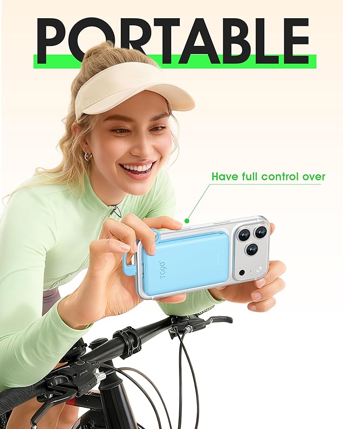 TG90° Portable Charger Built-in AC Wall Plug and Cables, Slim Fast Charging - Image 5
