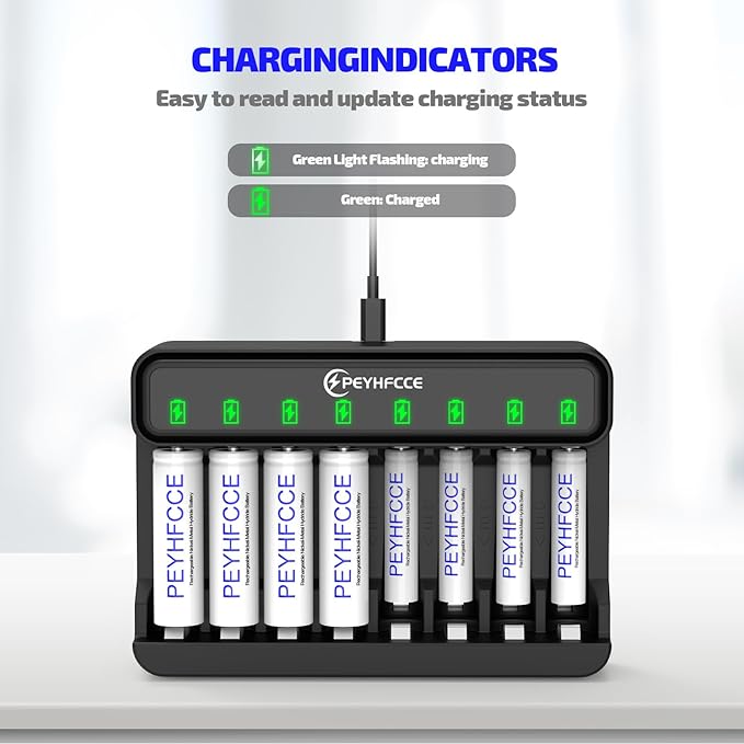 PEYHFCCE AA AAA 8 Bay Battery Charger - Image 3