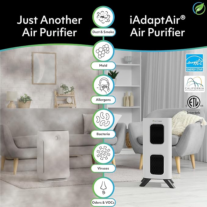 Air Oasis iAdaptAir 2.0 H13 HEPA Filter Air Purifier Reduces 99% of Viruses - Image 2