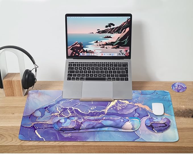 4-in-1 Large Mouse Pad, Keyboard Wrist Rest Pad & Wrist Support Mousepad Set - Image 6