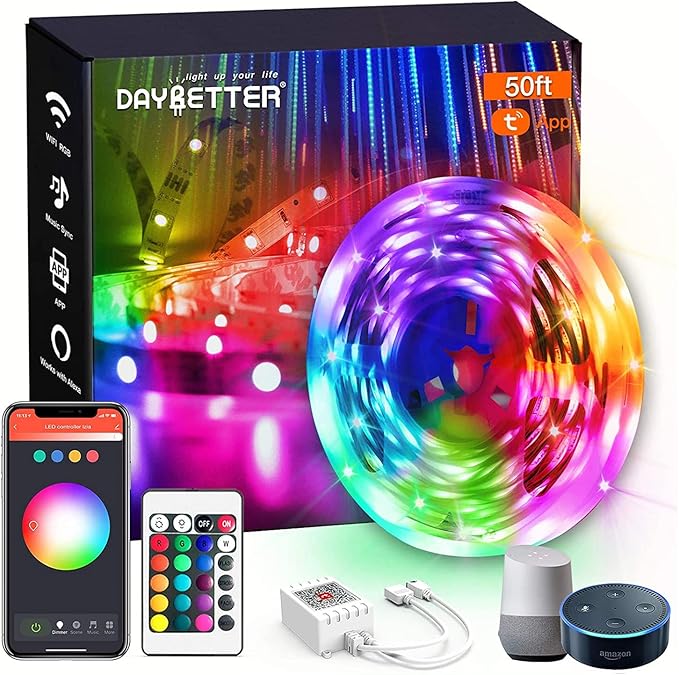 DAYBETTER Smart WiFi Led Lights, Tuya App Controlled, Work by DAYBETTER