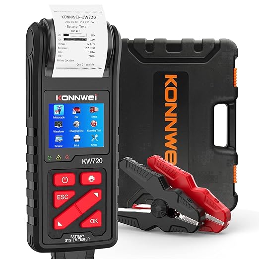 KONNWEI KW720 Car Battery Tester 6V 12V 24V W/Printer, Battery Load Tester by KONNWEI