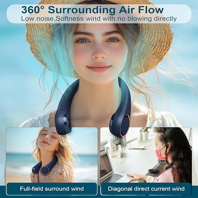 CIVPOWER Neck Fan: Portable Personal Neck Cooling Rechargeable Bladeless Fan - Image 2
