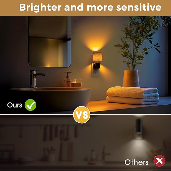 L LOHAS LED Night Lights Plug into Wall, Linen Fabric Cylinder Decor Night Light - Image 5