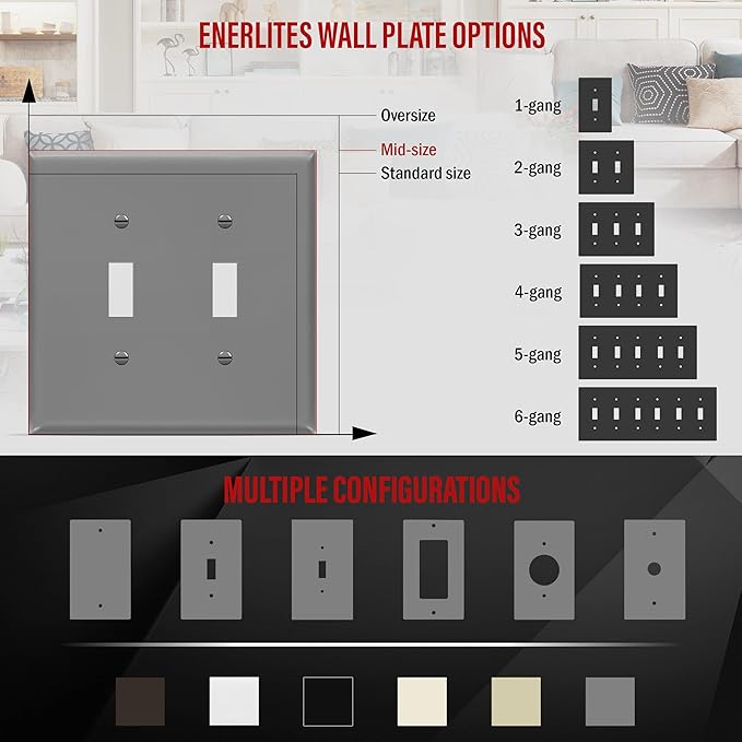 ENERLITES Double Light Switch Wall Plate, Toggle Switch Plate, Gloss Finish - Image 4