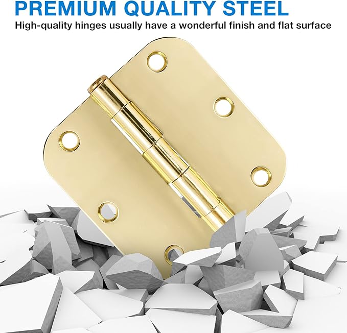 18 Pack Interior Door Hinges Polished Brass 3.5 inch X 3-1/2" 5/8 Radius - Image 6