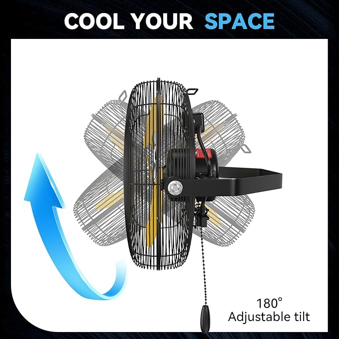 Fanqiebros 12 IN High Velocity Wall Mount Fan, 3 Speed Industrial Wall Fan - Image 5