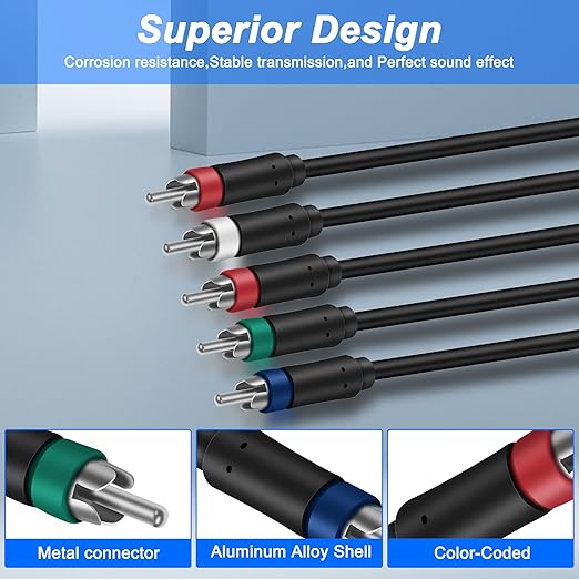 MEIRIYFA YPbPr Component Video Extension Cable 5RCA Female-to-Male Audio Video - Image 3