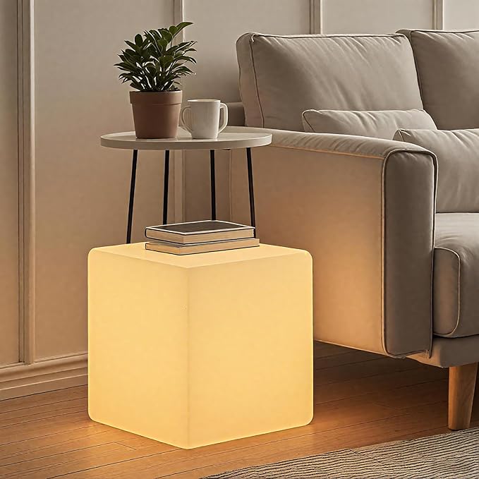 Mr.Go 15-Inch LED Cube Chair, 16 Dimmable RGB Colors Cube Seat w/Remote - Image 9