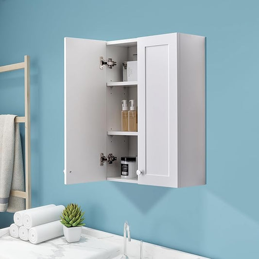 White Wall Mount Cabinet, MDF Over The Toilet Storage Cabinet by VANIRROR