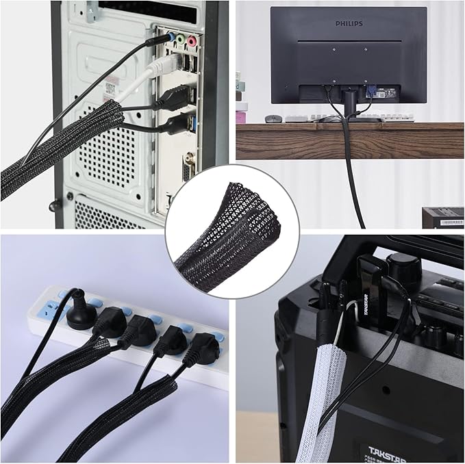 AGPTEK Cable Sleeve Cover, Home Office Wire Management Computer TV Wire Loom - Image 4