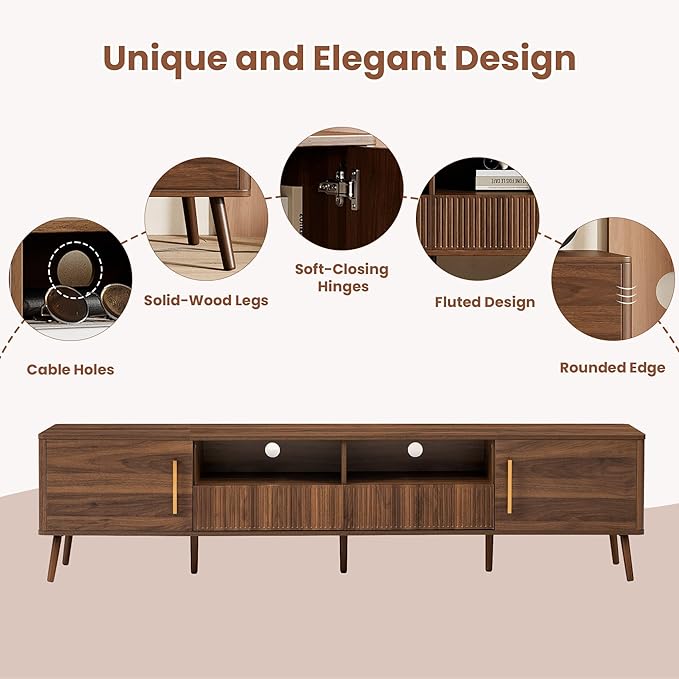 Merax Mid Century 78" TV Stand, Modern Entertainment Center - Image 5