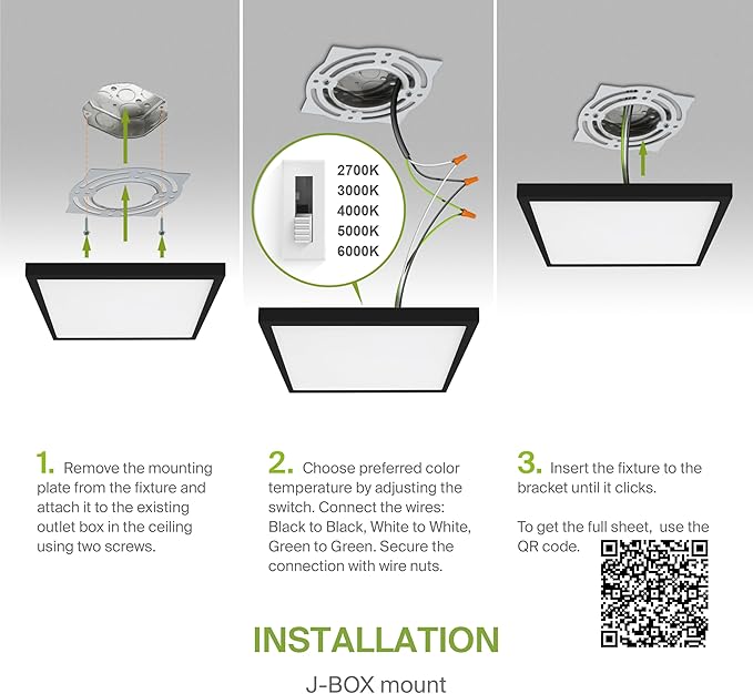 ASD LED 12" Square Flush Mount Ceiling Light Fixture, Low Profile Surface - Image 9