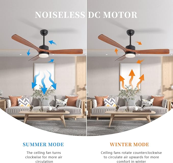 revoici 52 Inch Solid Wood Ceiling Fans - Image 3