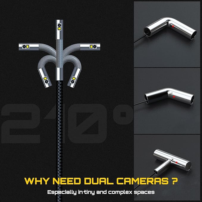 DXZtoz Dual-Lens Articulating Borescope, 6.5mm Slim Probe, Two-Way 210°Rotate - Image 2