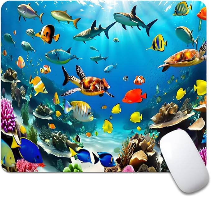 Underwater World of The Ocean Square Mouse pad, Waterproof, Anti Slip Rubber by Goodsprout