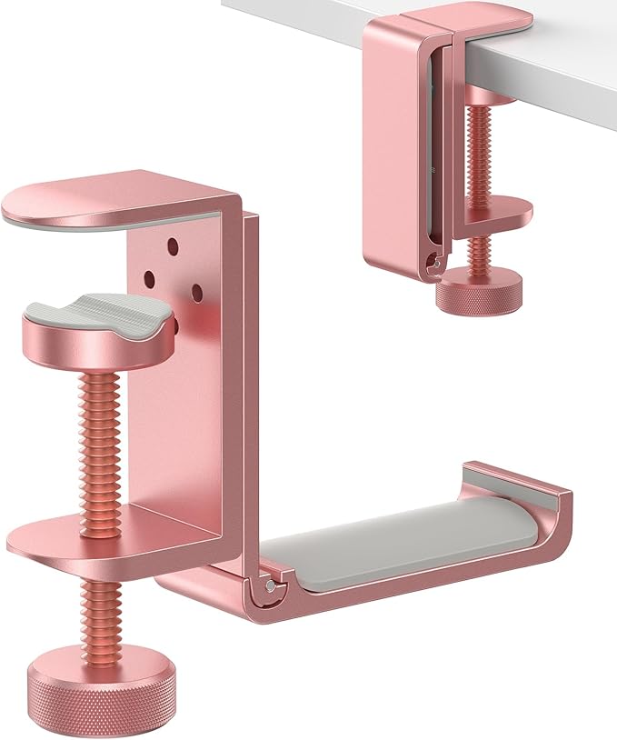Foldable Headphone Stand and Hook – Aluminum Headset Holder Clamp Mount Under by APPHOME
