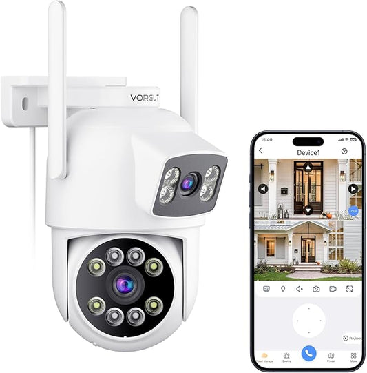 VORGUT Security Camera Outdoor Wireless, Dual Lens 2K 355° PTZ Home Security by VORGUT